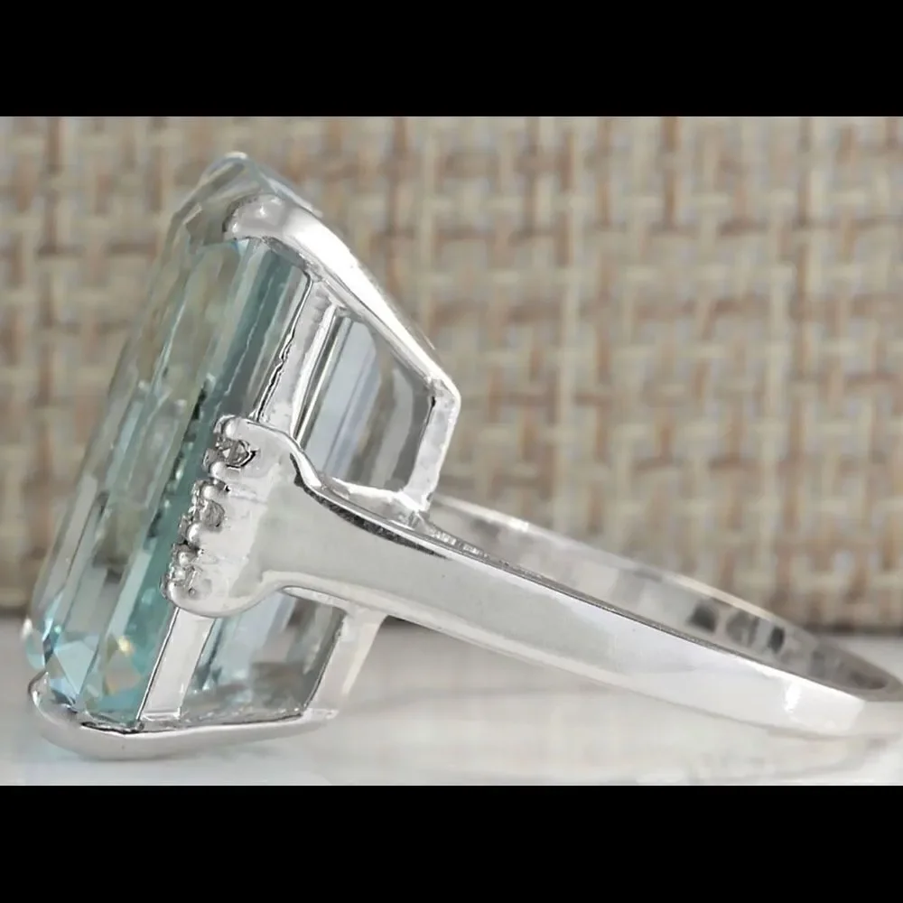 🔹New Beautiful 925 Silver Aquamarine Ring 🔹